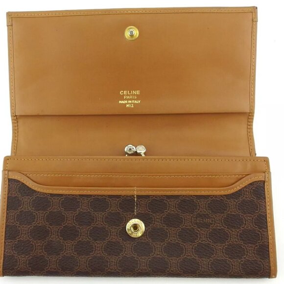 CELINE Long Wallet Macadam Beige PVC ?~ Leather Authentic Used - Picture 7 of 9